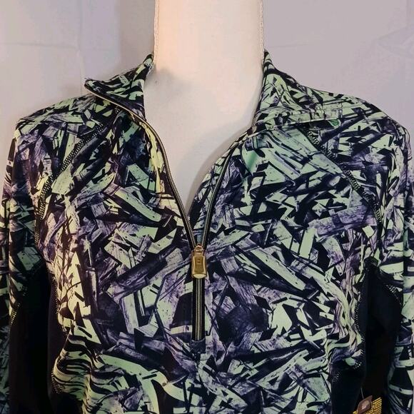 NWT Tek Gear Dry Tek 1/4 Zip Long Sleeve Shirt Top Women's Medium Navy Green - Picture 3 of 6